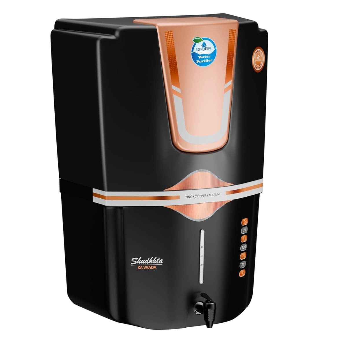 AQUA D PURE Zinc RO Water Purifier with Copper & Alkaline (12L) thumbnail 3
