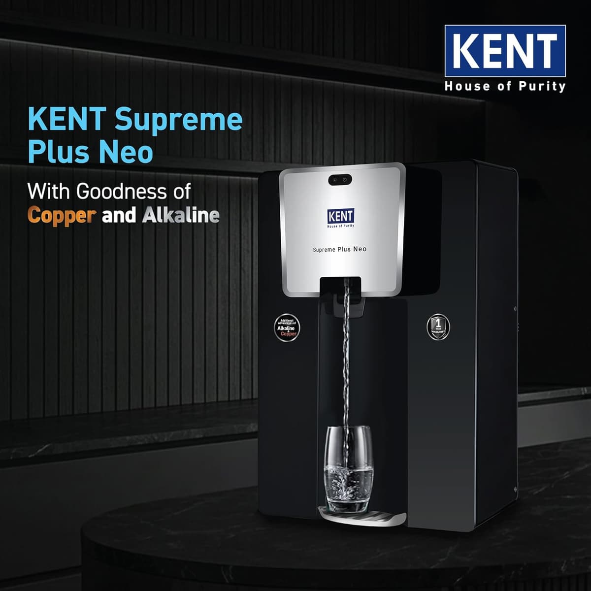 KENT Supreme Plus Neo RO+UF+UV+Alkaline+Copper Water Purifier (8L) thumbnail 2