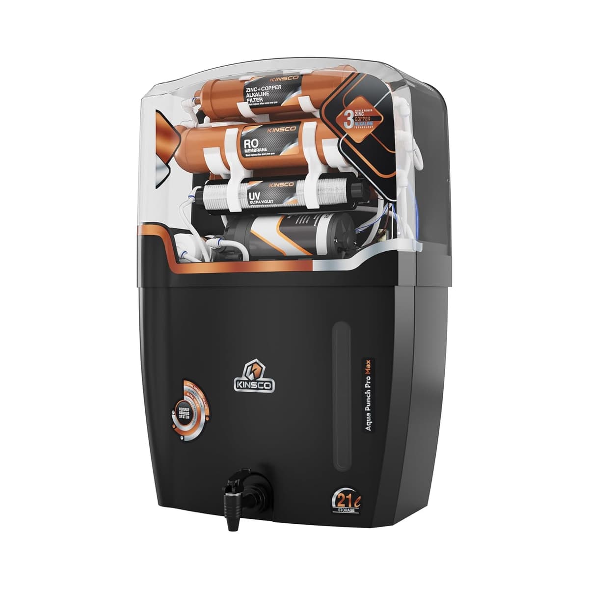 Kinsco Aqua Punch Pro Max 21L RO+UV+UF+Alkaline+Copper Water Purifier thumbnail 2