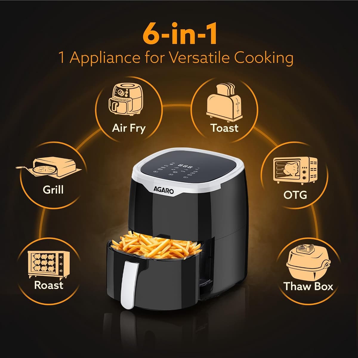 AGARO Galaxy Digital Air Fryer 4.5L thumbnail 2