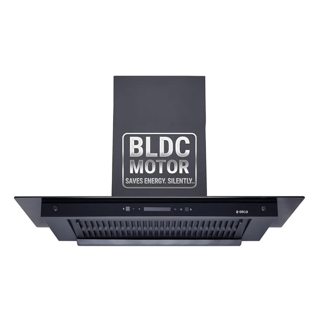 Elica 90cm 1600 m³/hr BLDC Filterless Autoclean Chimney with Full Grill (FLAT FL 900 MAX BLDC HAC LTW MS NERO)