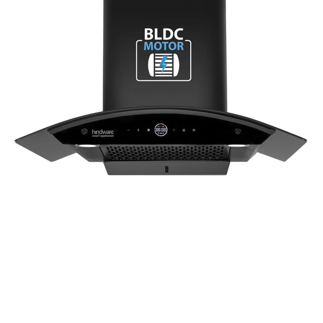 Hindware Smart Appliances Nadia BLDC 75cm Curved Glass Filterless Autoclean Kitchen Chimney (1600 CMH)