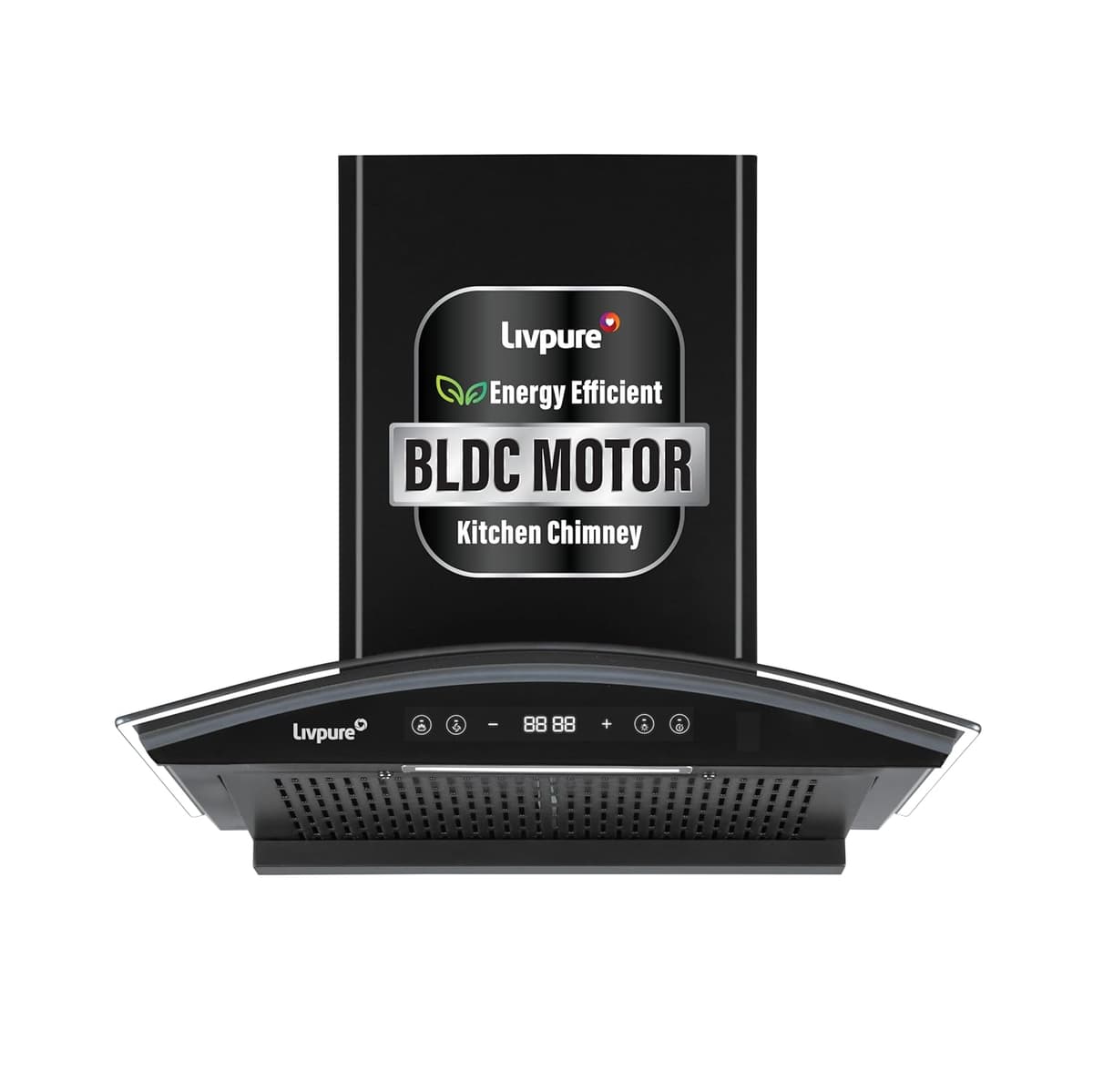Livpure Eterna 60cm BLDC Curved Glass 1400 m³/hr Filterless Chimney - view 1