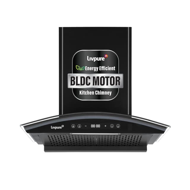 Livpure Eterna 60cm BLDC Curved Glass 1400 m³/hr Filterless Chimney