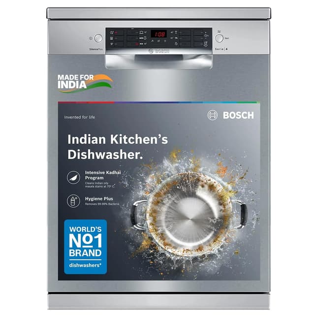 Bosch 15 Place Free-Standing Dishwasher with Cutlery Drawer (SMS46KI03I, Silver Inox)