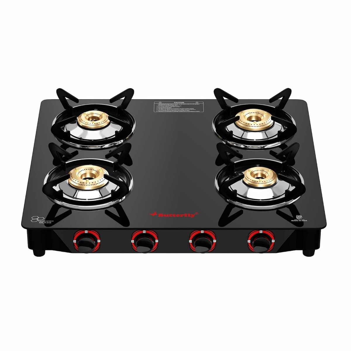 Butterfly Smart 4 Burner Glass Top Gas Stove