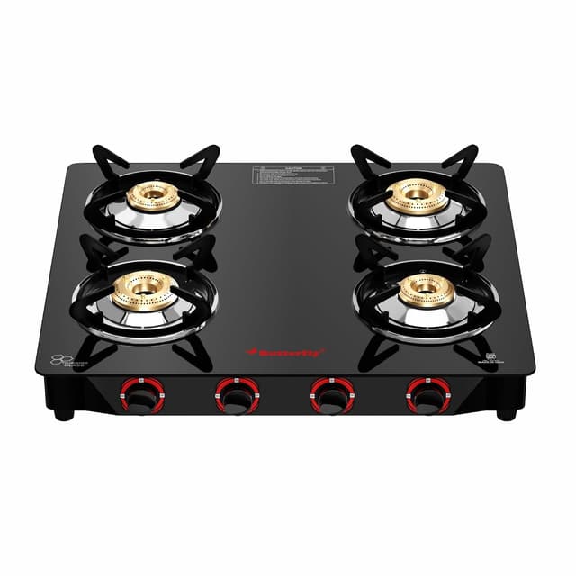 Butterfly Smart 4 Burner Glass Top Gas Stove