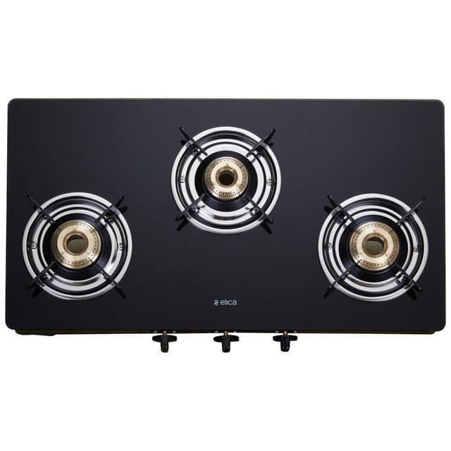 Elica Vetro 3 Burner Glass Top Gas Stove (703 CT VETRO BLK)