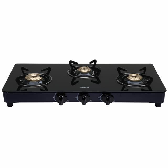 Elica Vetro 3 Burner Auto Ignition Gas Stove (773 CT VETRO BLK AI)