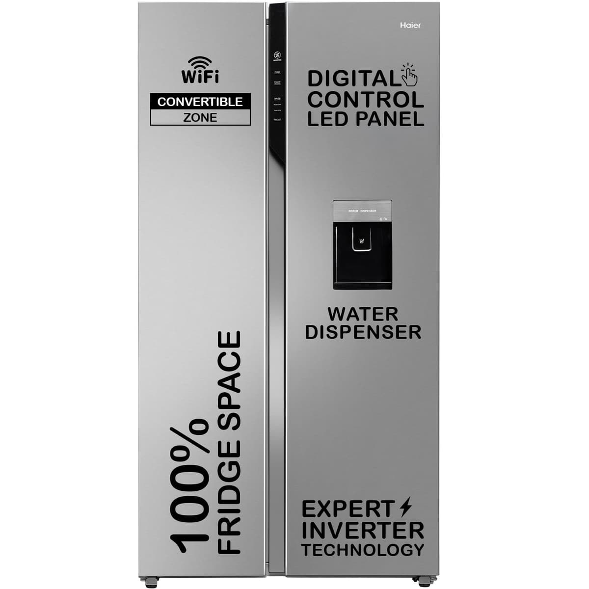 Haier 596L 3 Star Frost Free Smart Sense AI Side-by-Side (HRS-682SWDU1) - view 1