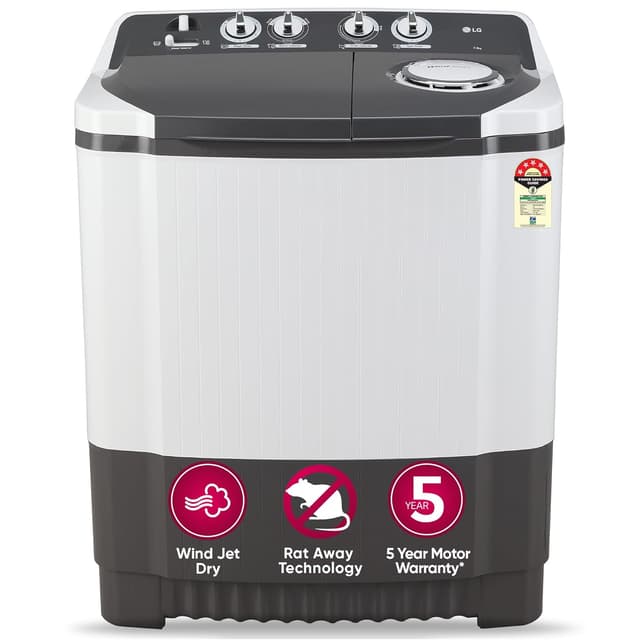 LG 7 Kg 5 Star Wind Jet Dry Semi-Automatic Top Load (P7020NGAZ)