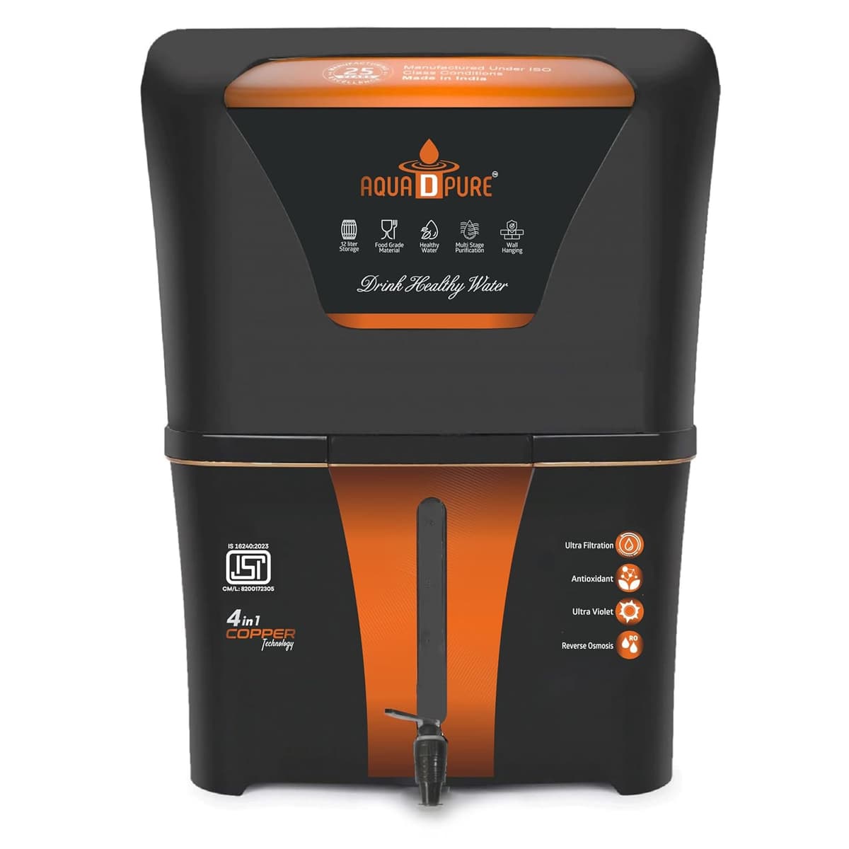 AQUA D PURE 4-in-1 Copper RO+UV+UF Water Purifier (12L) - view 1