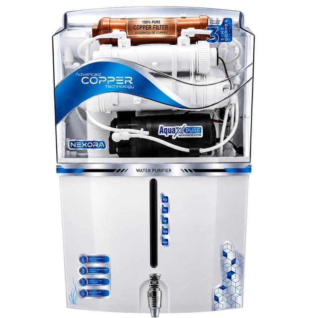 Aqua X Pure Nexora RO+UV LED Water Purifier with Copper & Zinc (12L)