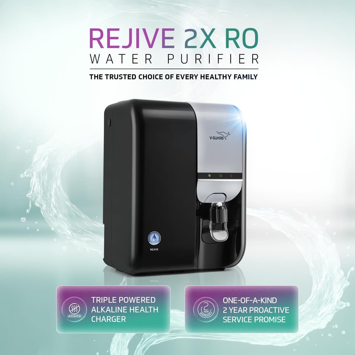 V-Guard Rejive 2X RO+UV+UF Alkaline Water Purifier - view 1