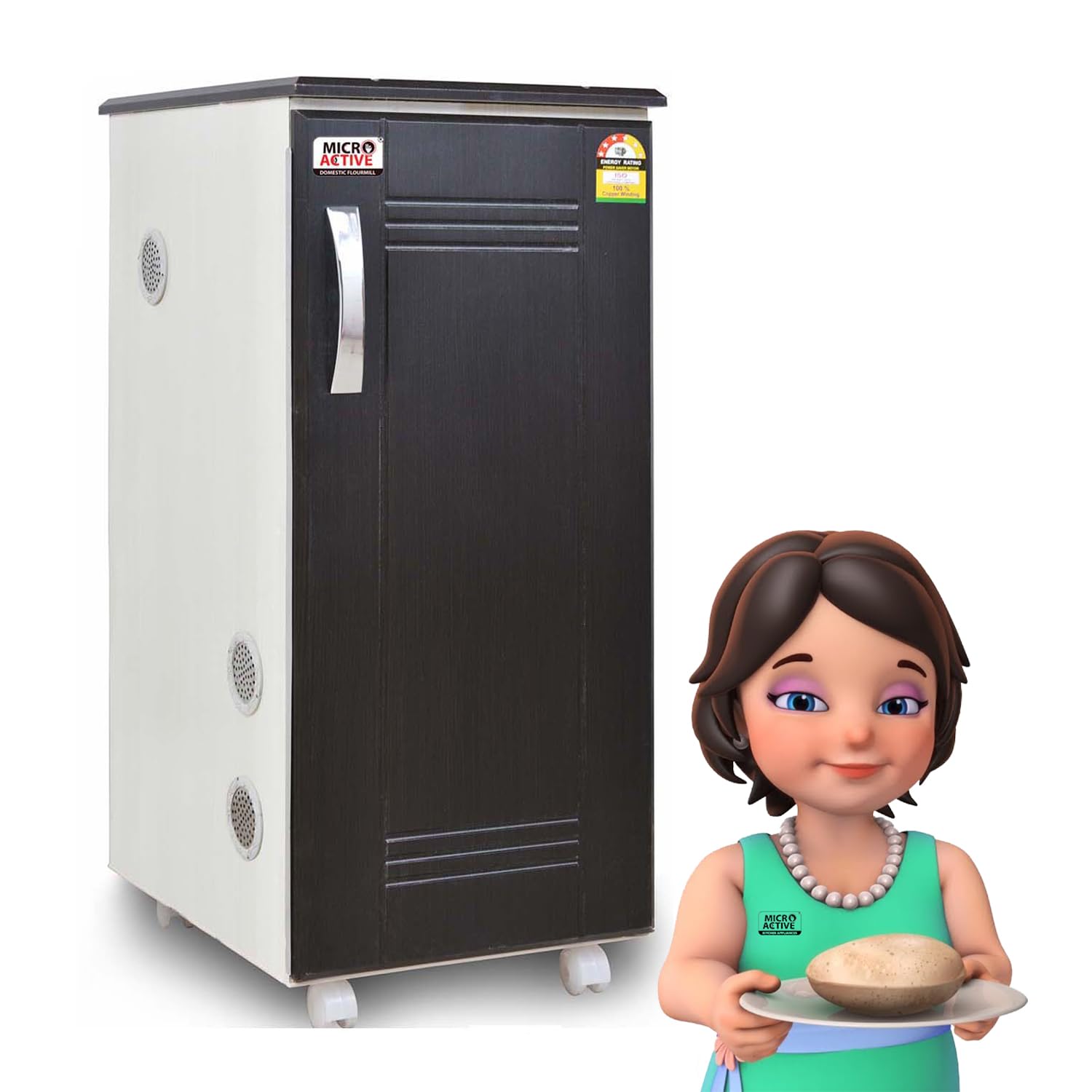 MICROACTIVE 2-in-1 Fully Automatic Atta Chakki for Grains and Masala, 1 HP