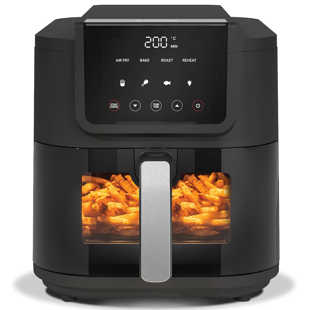 Nutricook 5L Air Fryer Slim with Ceramic Coating and Window, 1500W (AFS100)