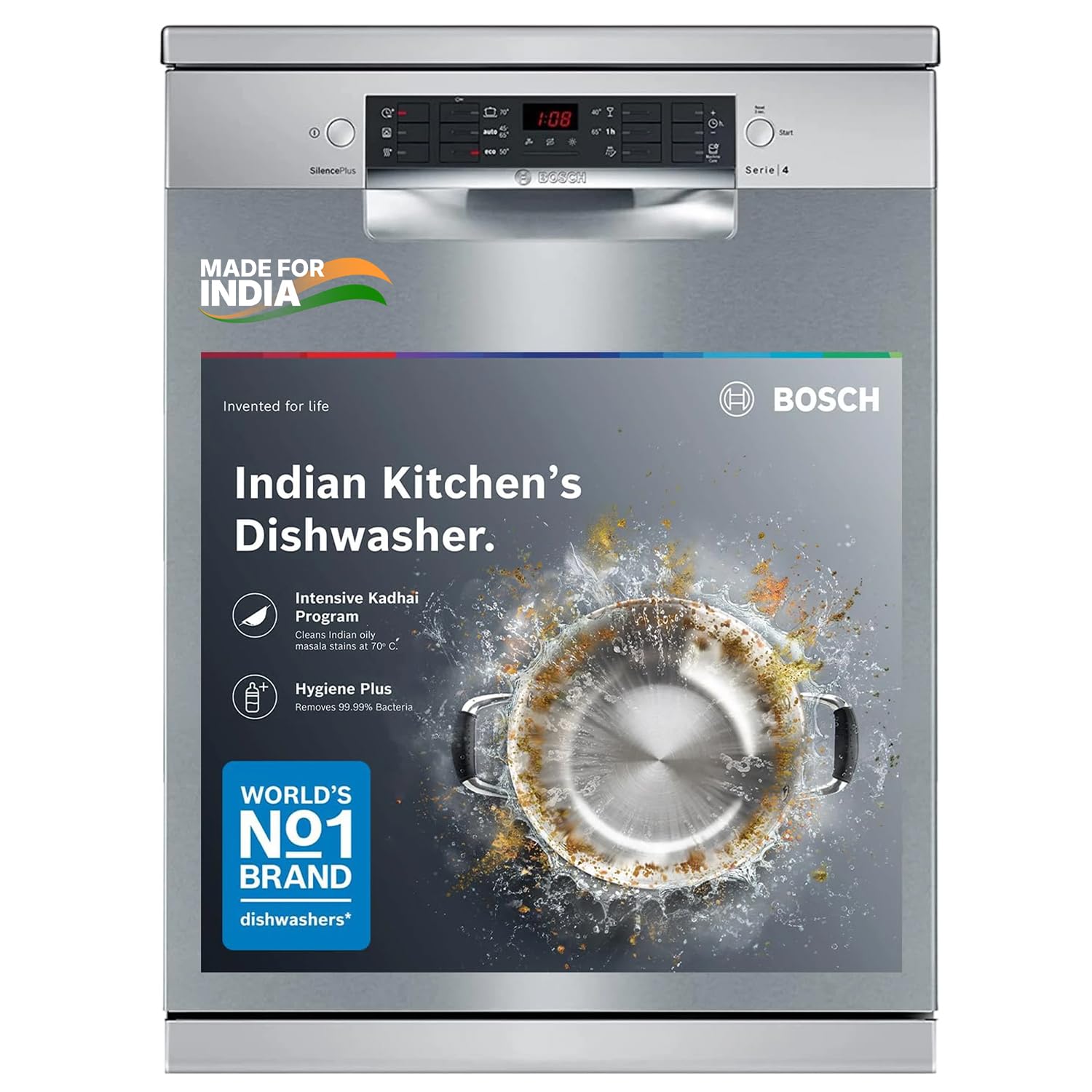 Bosch 15 Place Free-Standing Dishwasher with Cutlery Drawer (SMS46KI03I, Silver Inox)