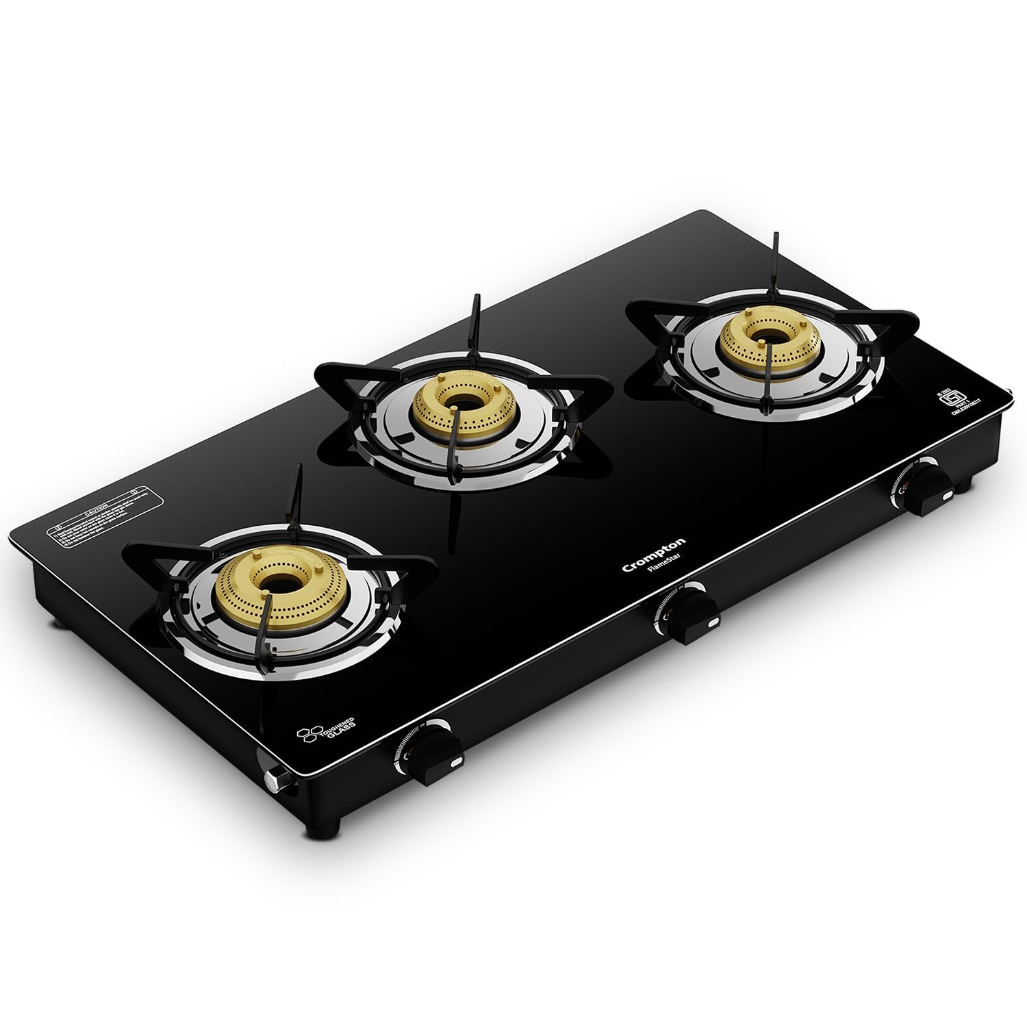 Crompton FlameStar 3 Burner Glass Top Gas Stove (CKT-FSR693-MSB)