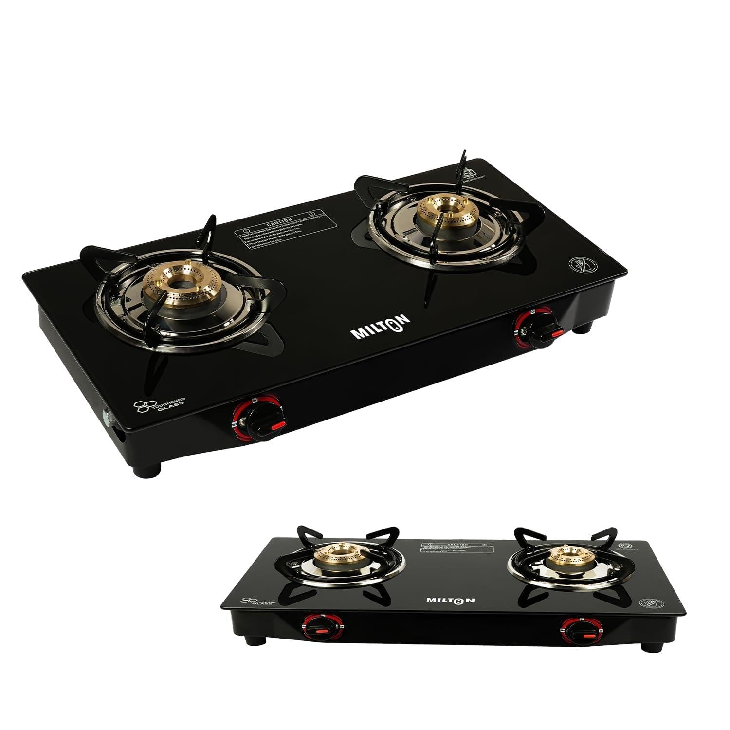 Milton Premium 2 Burner Glass Top Gas Stove (Black)