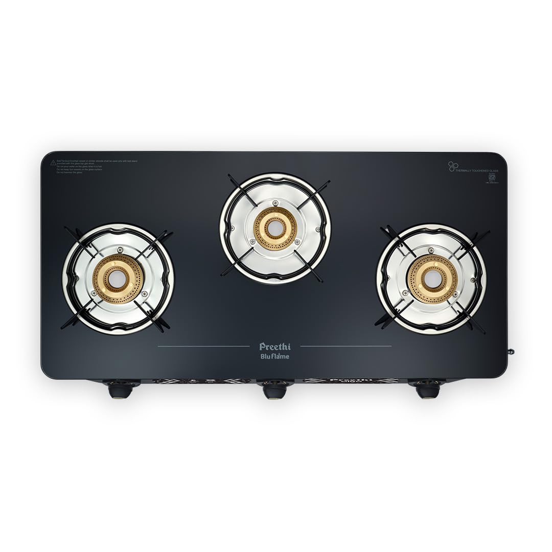 Preethi Alya 3 Burner Glass Top Gas Stove (GTS 413)