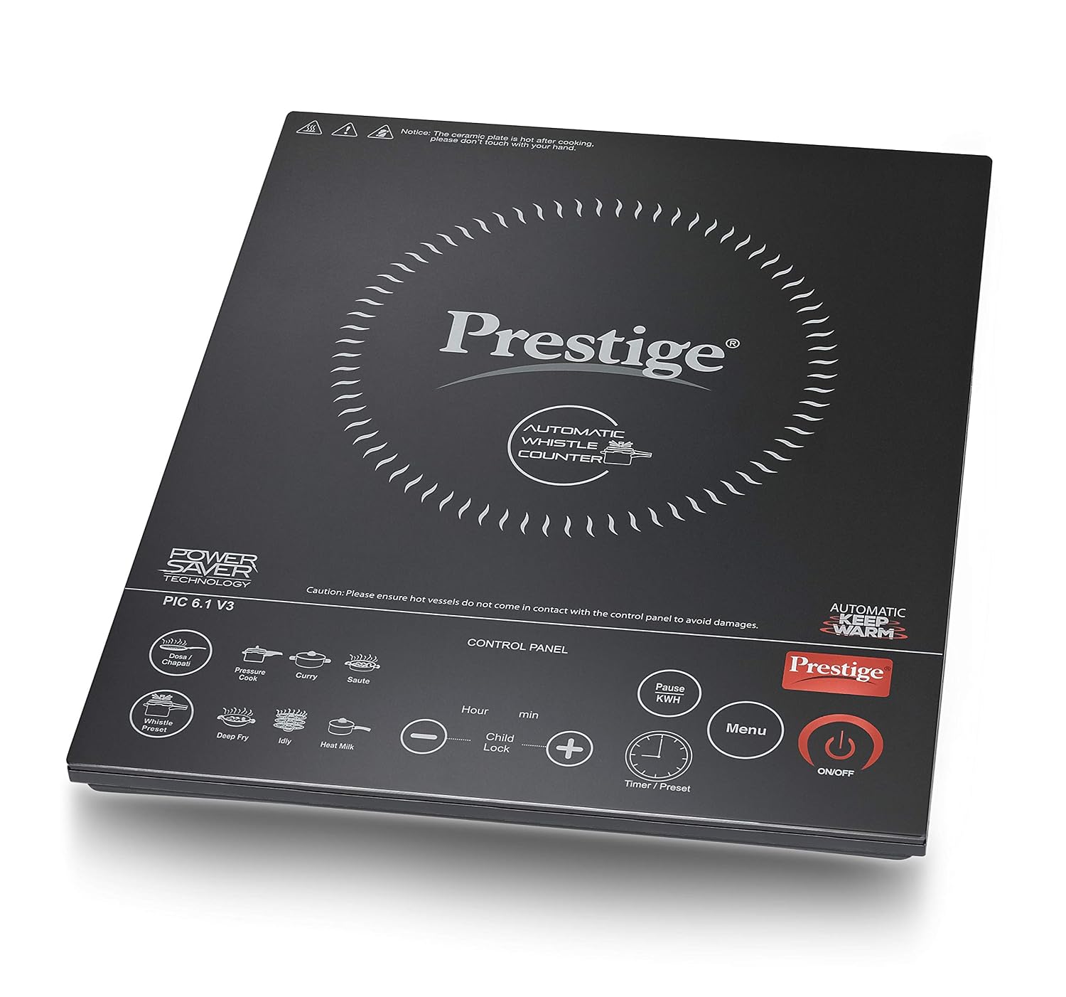 Prestige PIC 6.1 V3 2200W Induction Cooktop with Automatic Whistle Counter