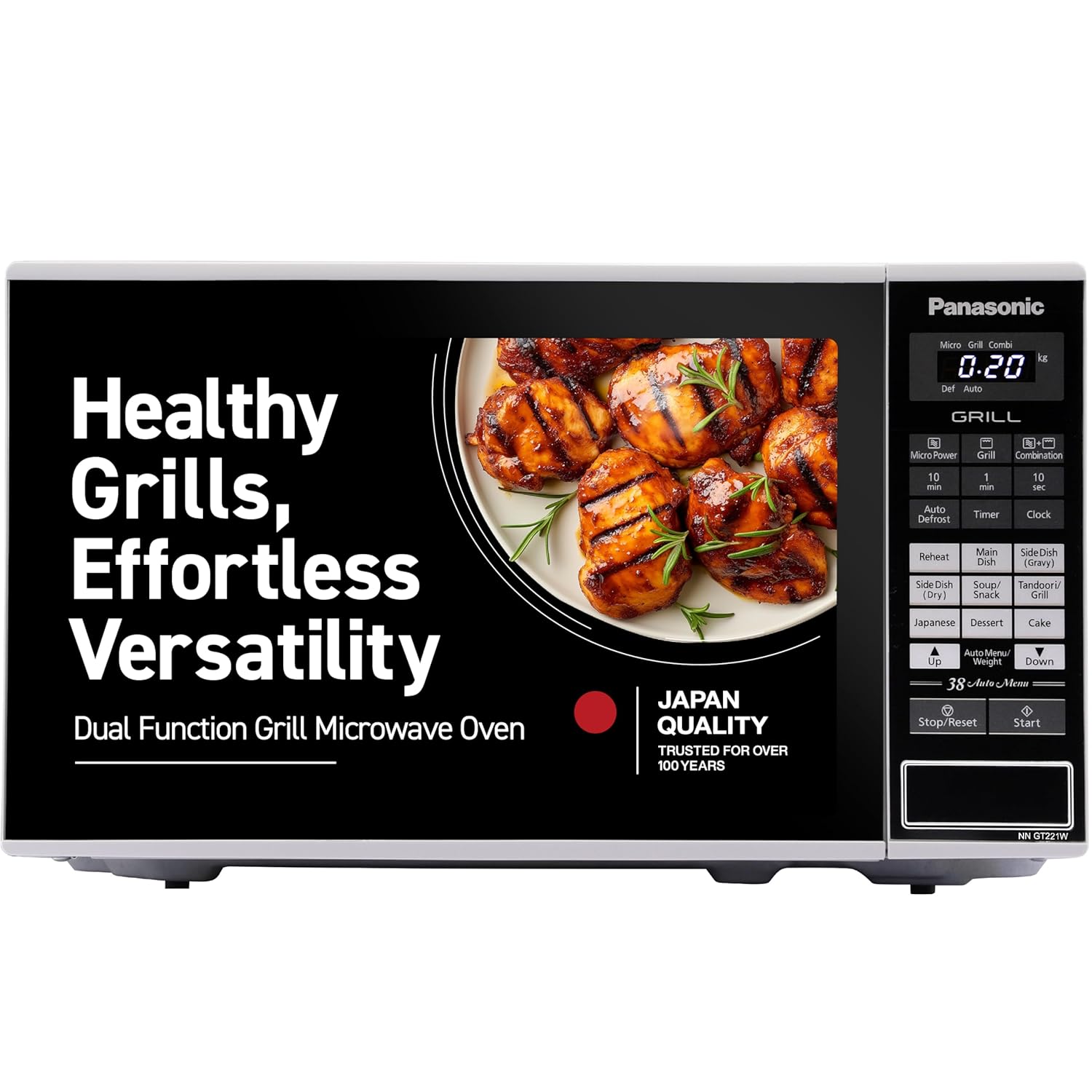 Panasonic 20L Grill Microwave Oven (NN-GT221WFDG, White)