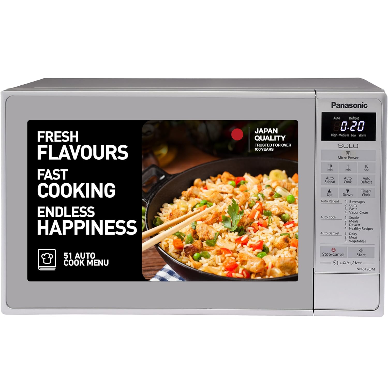 Panasonic 20L Solo Microwave Oven (NN-ST26JMFDG, Silver)