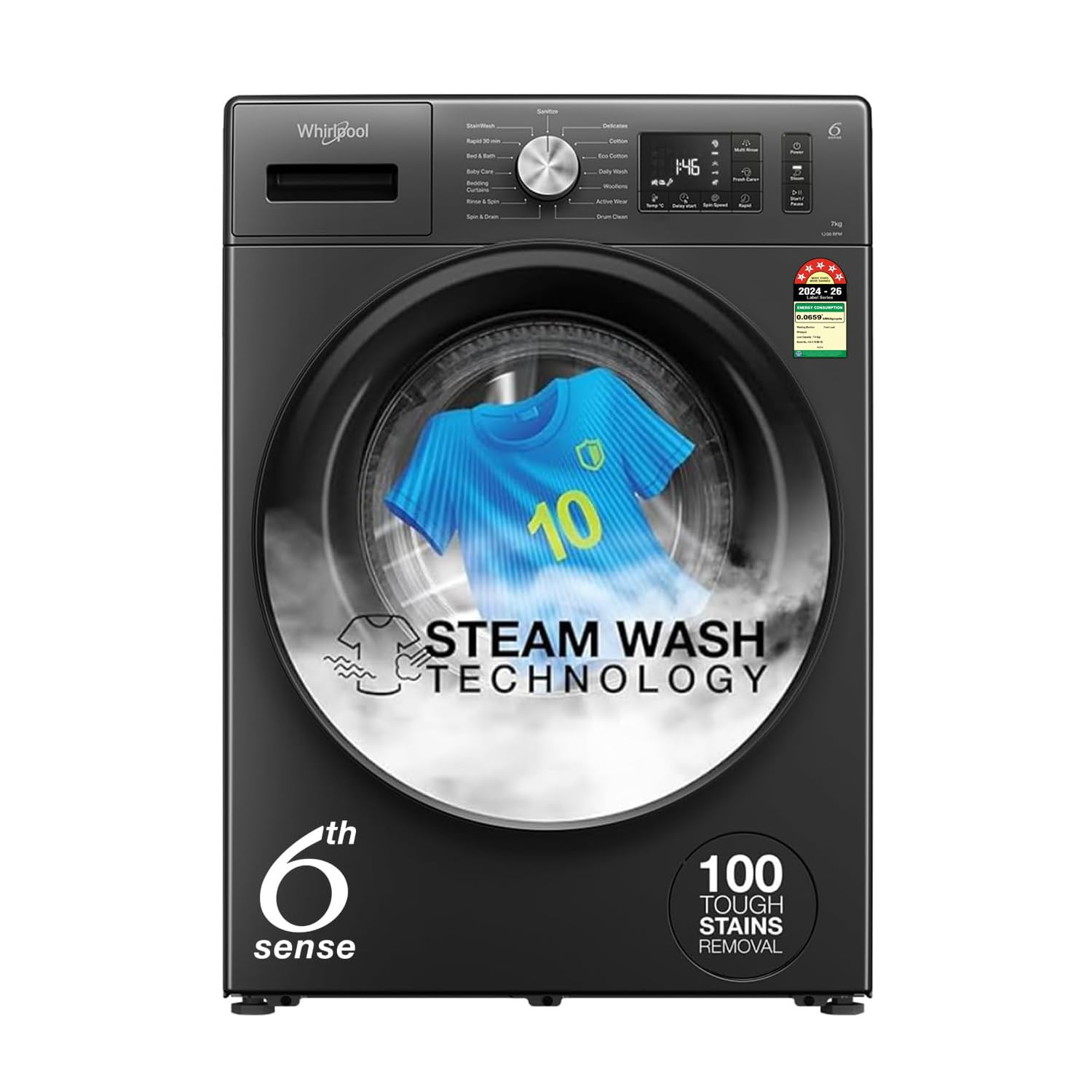 Whirlpool 7 Kg 5 Star Supreme Care Inverter Steam Front Load (SUPREME CARE 7012-E)