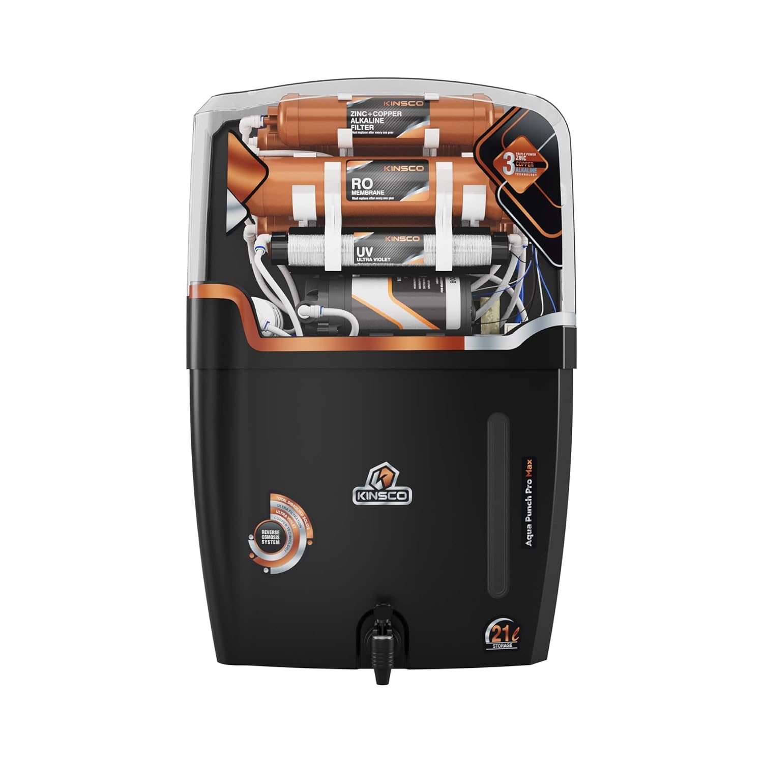 Kinsco Aqua Punch Pro Max 21L RO+UV+UF+Alkaline+Copper Water Purifier